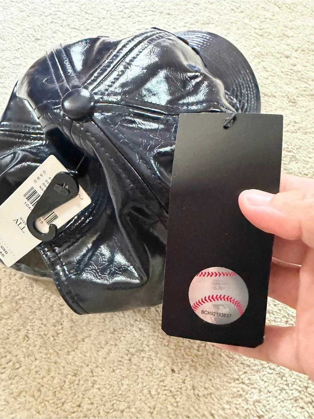 NWT ‘47 Brand Anthropologie New York Yankees Navy Baseball Hat Cap Faux Leather